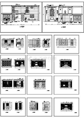 2层别墅室内装修设计施工cad图纸,共十四张