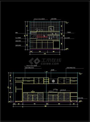 【设计施工图】室内装修的厨房立面cad设计施工图_土木在线